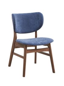 ACME Bevis Side Chair (Set-2), Blue Fabric & Walnut Finish DN02313