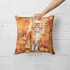 La Perm Cat in Fall Leaves Throw Pillow Machine Washable, Indoor Outdoor Decorative Pillow for Couch, Bed or Patio, 18Hx18W