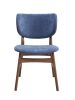 ACME Bevis Side Chair (Set-2), Blue Fabric & Walnut Finish DN02313