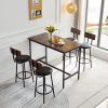 Bar industrial style five-piece set, four soft bags with backrest bar chairs, industrial style iron wood table set, suitable for kitchen, restaurant