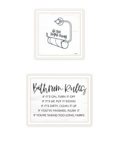 Trendy Decor 4U "Bathroom Rules" Framed Wall Art for Bathroom, Wall Art Print for Home Decor, Bathroom Wall Art by Imperfect Dust (Color: as Pic)