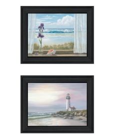 Trendy Decor 4U "Lighthouse at Sunset" Framed Wall Art for Living Room, Wall Art Print for Home Decor, Bedroom Wall Art by Georgia Janisse (Color: as Pic)
