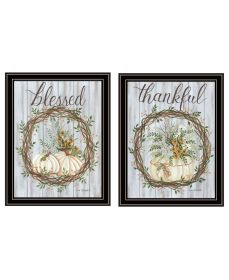 Trendy Decor 4U "Thankful and Blessed for the Fall" Framed Wall Art for Living Room, Wall Art Print for Home Decor, Bedroom Wall Art by Lisa Kennedy (Color: as Pic)