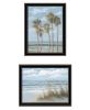Trendy Decor 4U "Winds of the ocean blowing the Palm Trees and Sea Oats" Framed Wall Art for Living Room, Wall Art Print for Home Decor